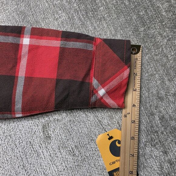 Carhartt Flannel Sherpa Lined Snap Front Plaid Hooded Jacket Youth L 14/16 #2 - Picture 9 of 10